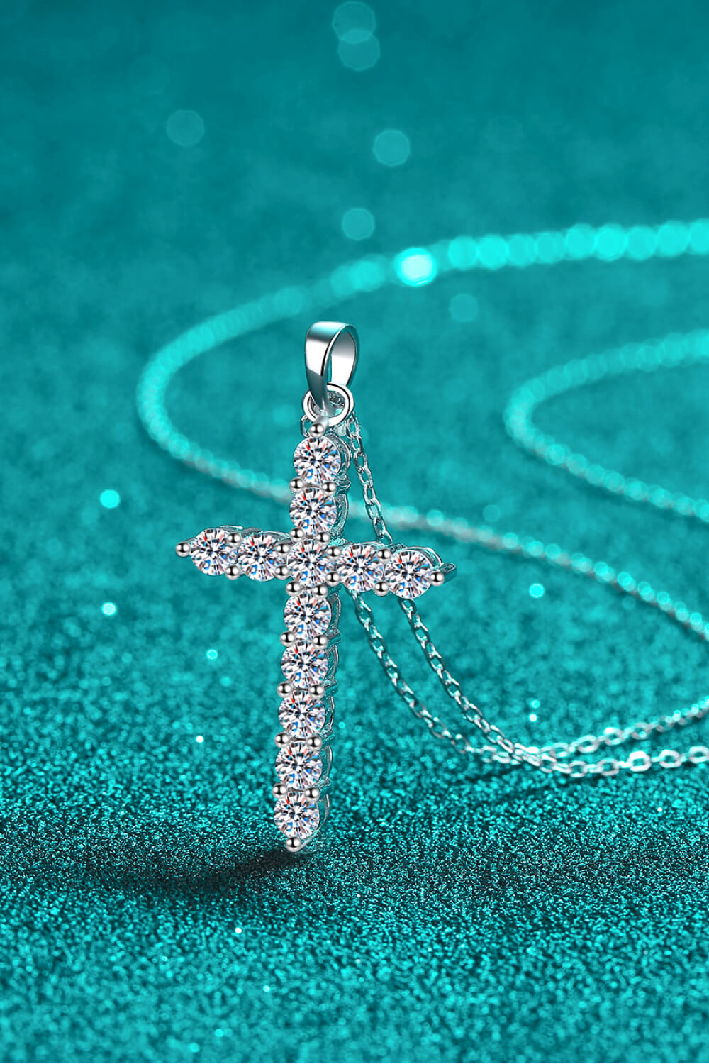 Adored 925 Sterling Silver Cross Moissanite Necklace - AllIn Computer