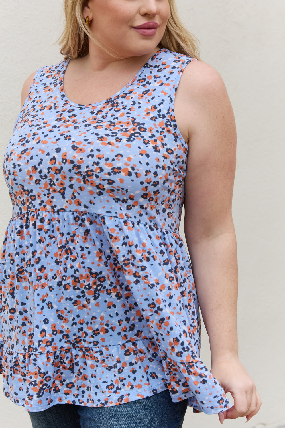 Be Stage Full Size Animal Print Babydoll Top - AllIn Computer