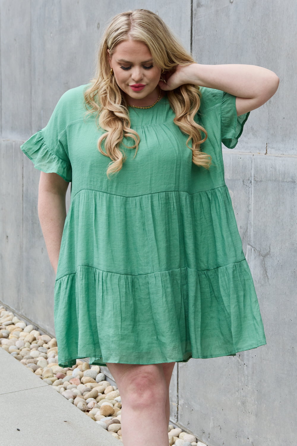 HEYSON Sweet As Can Be Full Size Textured Woven Babydoll Dress - AllIn Computer