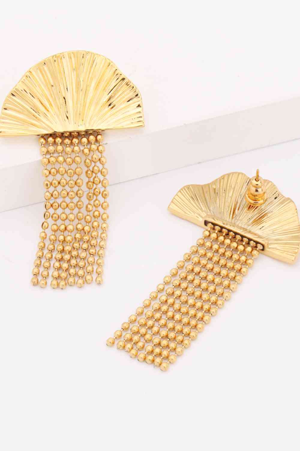 18K Gold Plated Fan Fringe Dangle Earrings - AllIn Computer