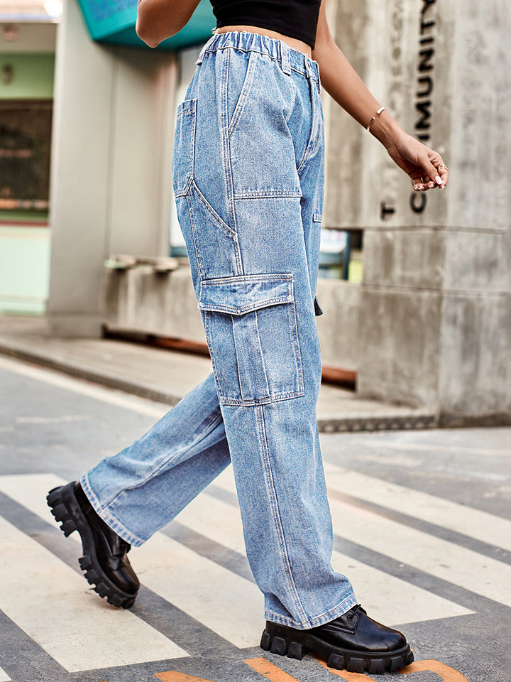 Straight Leg Cargo Jeans - AllIn Computer
