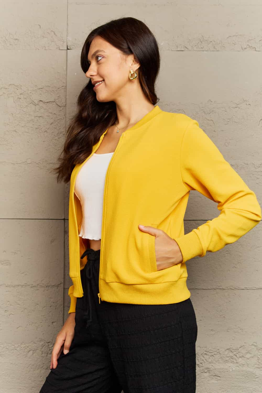 Ninexis Full Size Round Neck Long Sleeve Jacket - AllIn Computer