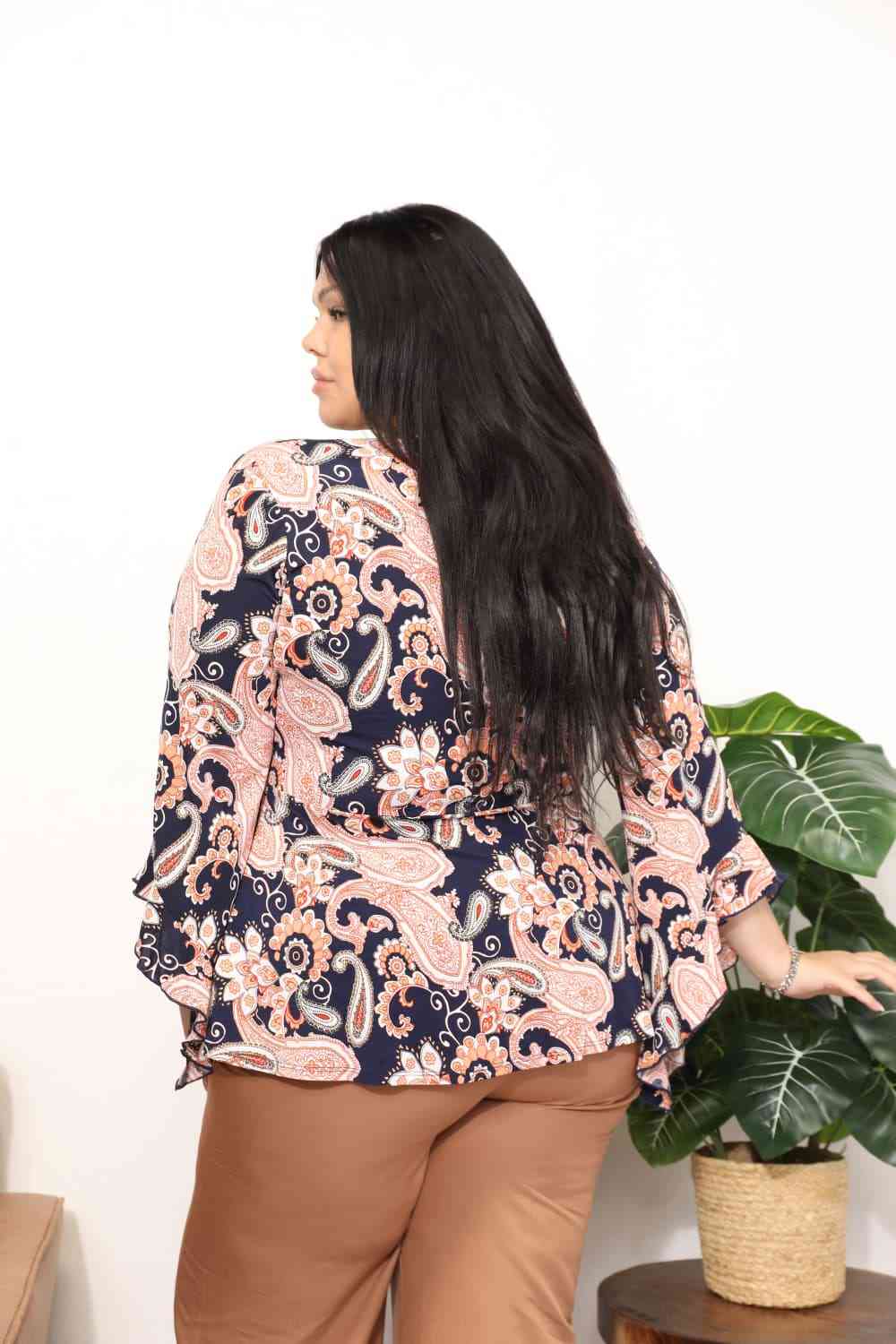 Sew In Love Full Size Angel Sleeve Top with Wrap Tie Body - AllIn Computer