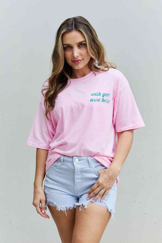 Sweet Claire "Wish You Were Here" Oversized Graphic T-Shirt - AllIn Computer