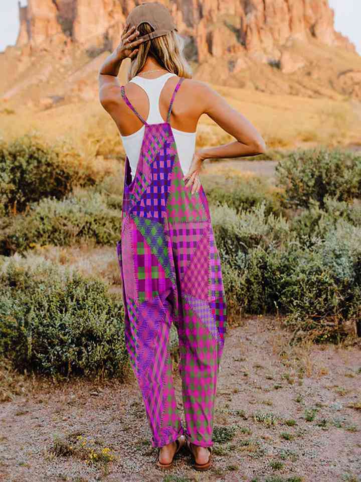 Full Size Printed V-Neck Sleeveless Jumpsuit - AllIn Computer