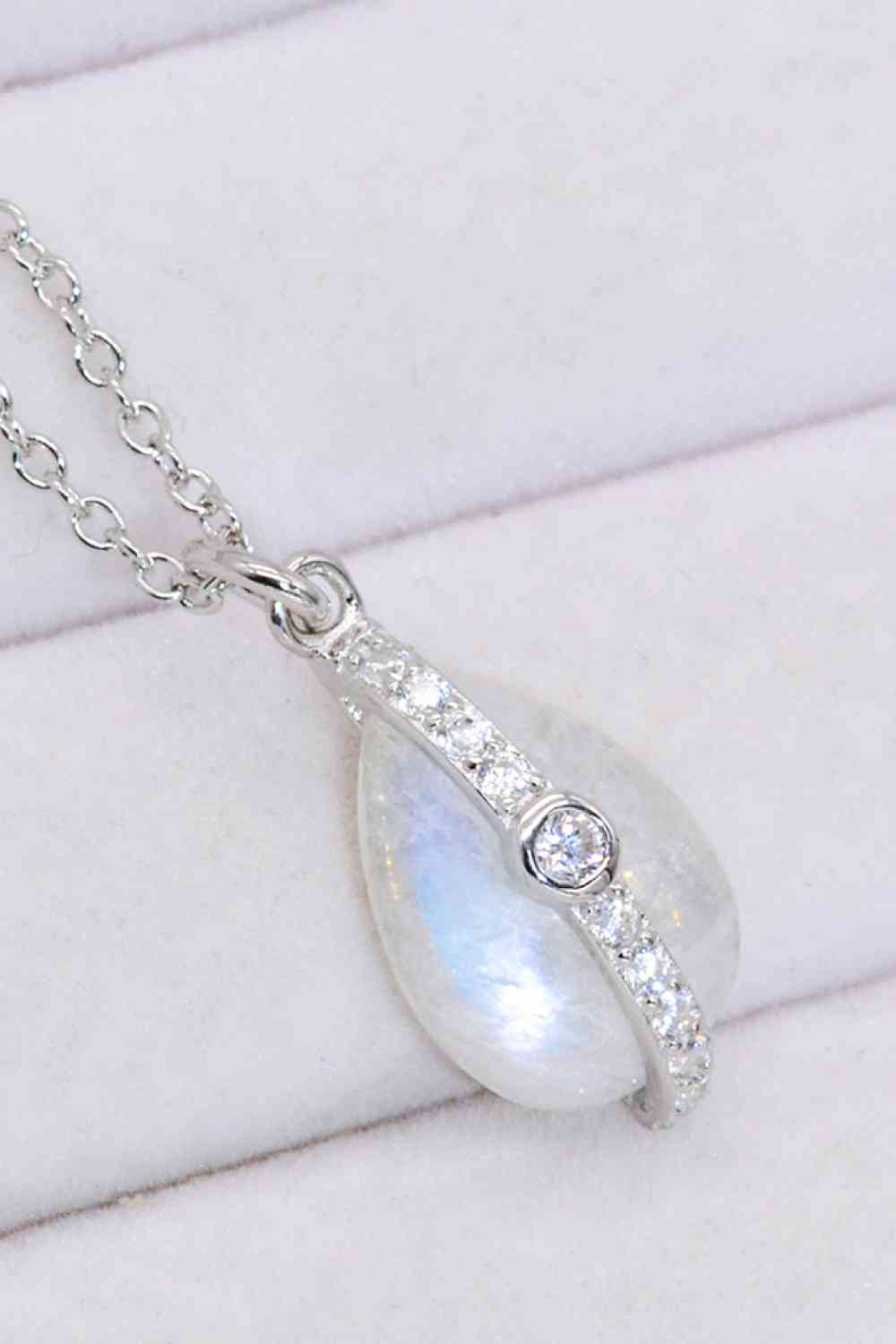 Natural Moonstone and Zircon Pendant Necklace - AllIn Computer