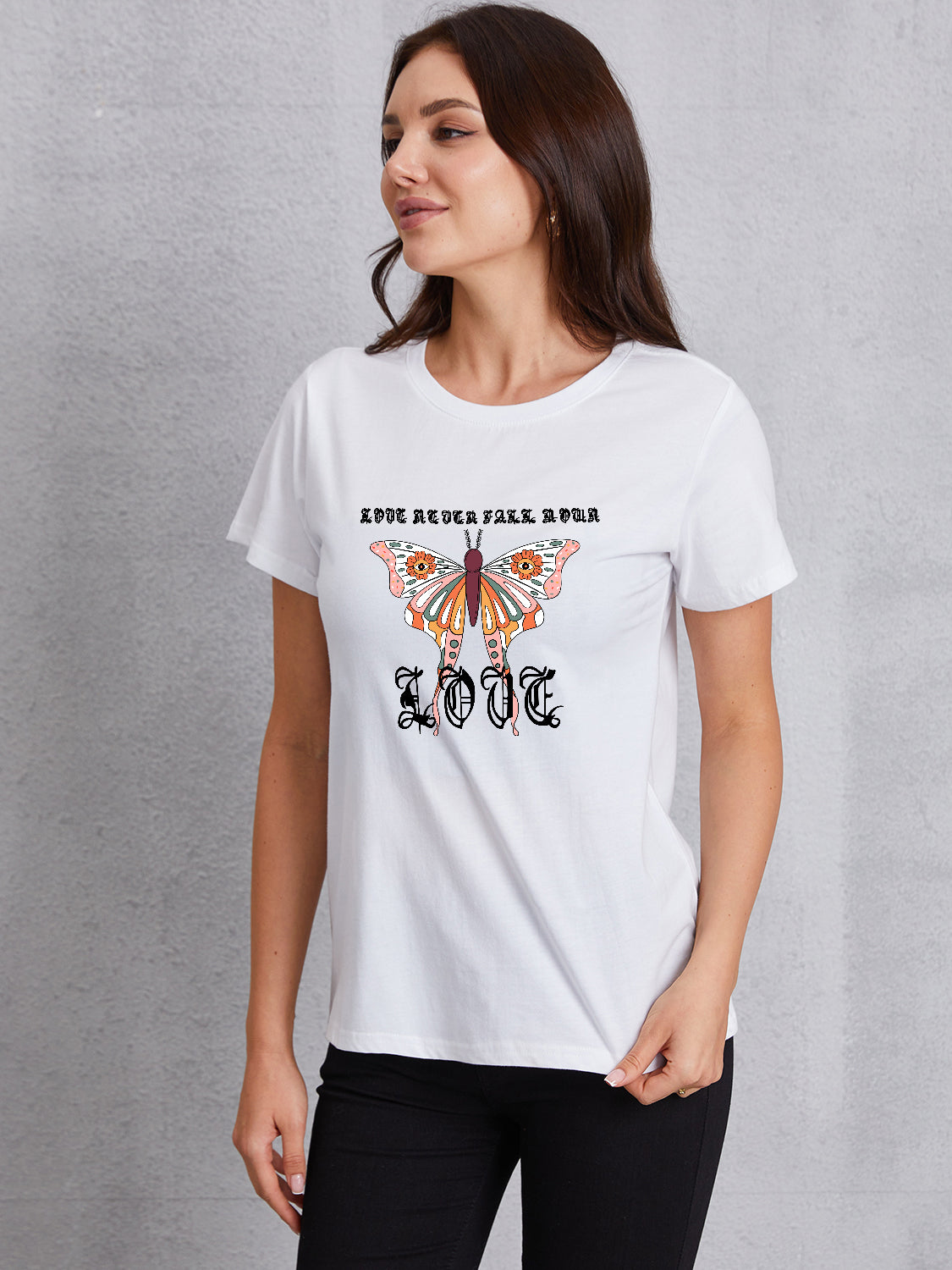 Butterfly Round Neck Short Sleeve T-Shirt - AllIn Computer