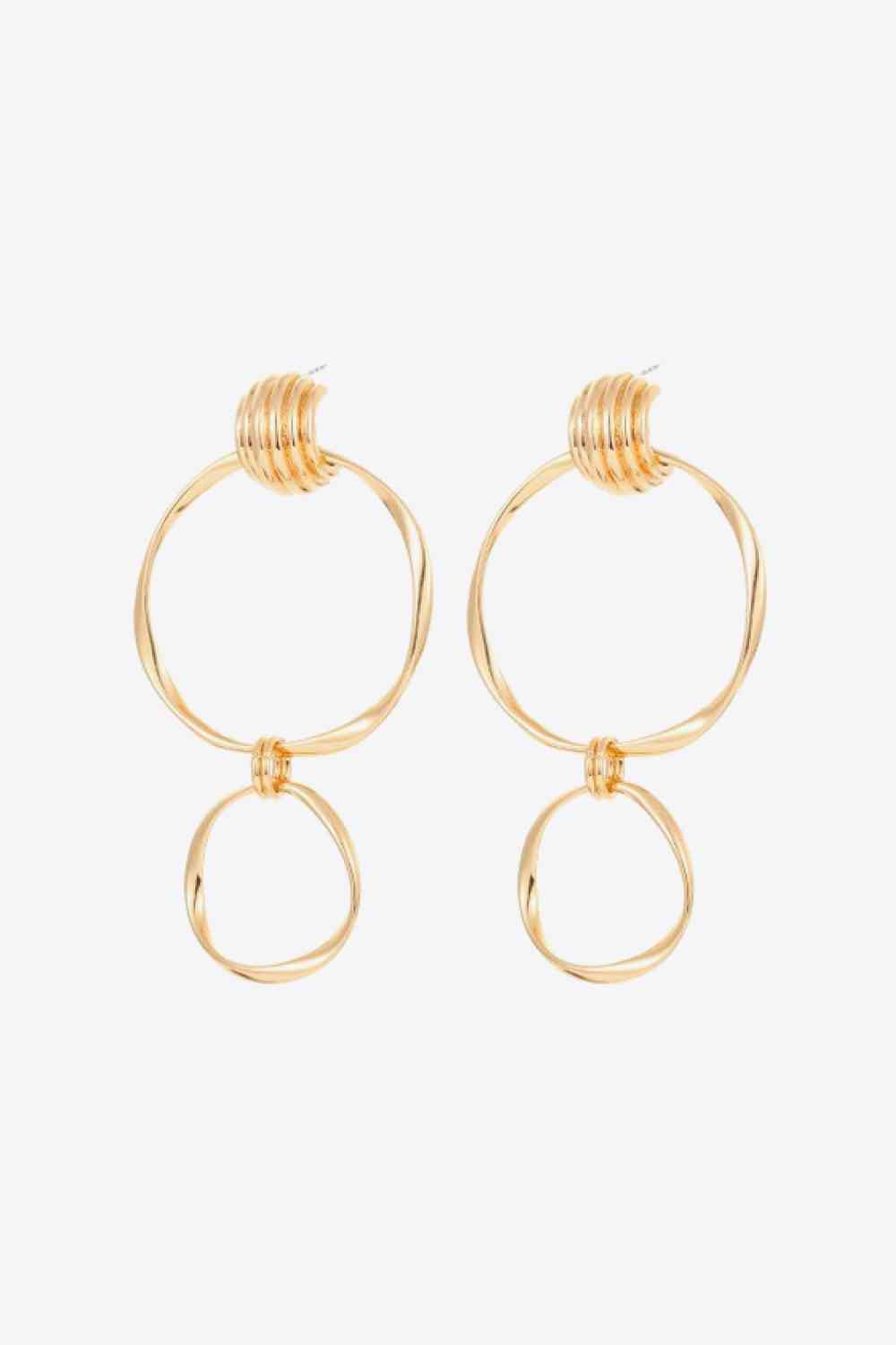 Double Hoop Zinc Alloy Drop Earrings - AllIn Computer