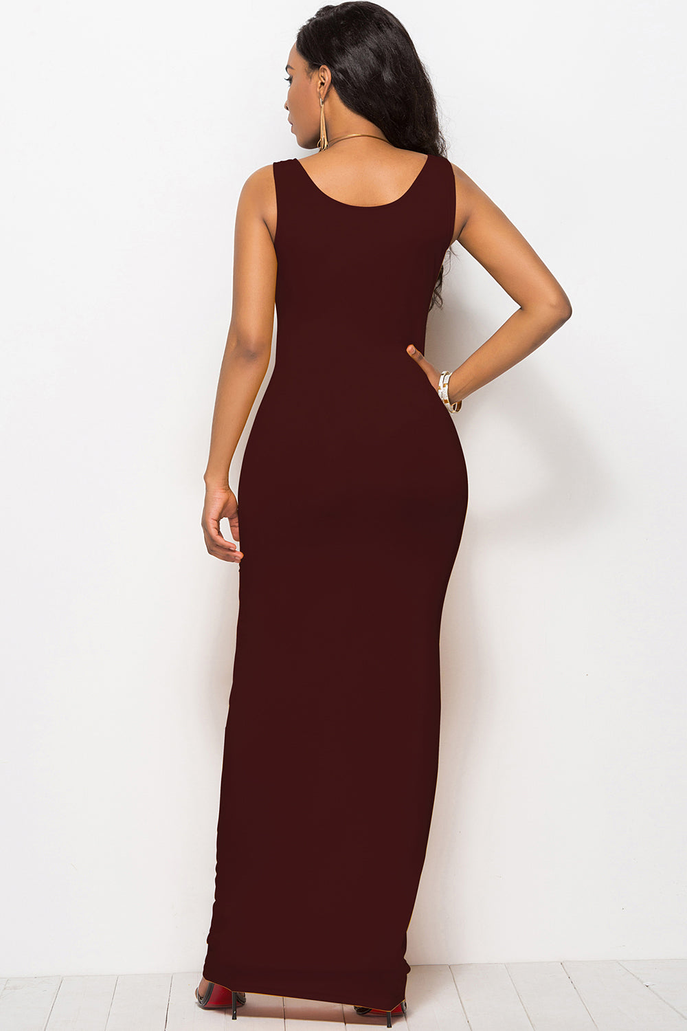 Scoop Neck Wide Strap Maxi Dress - AllIn Computer