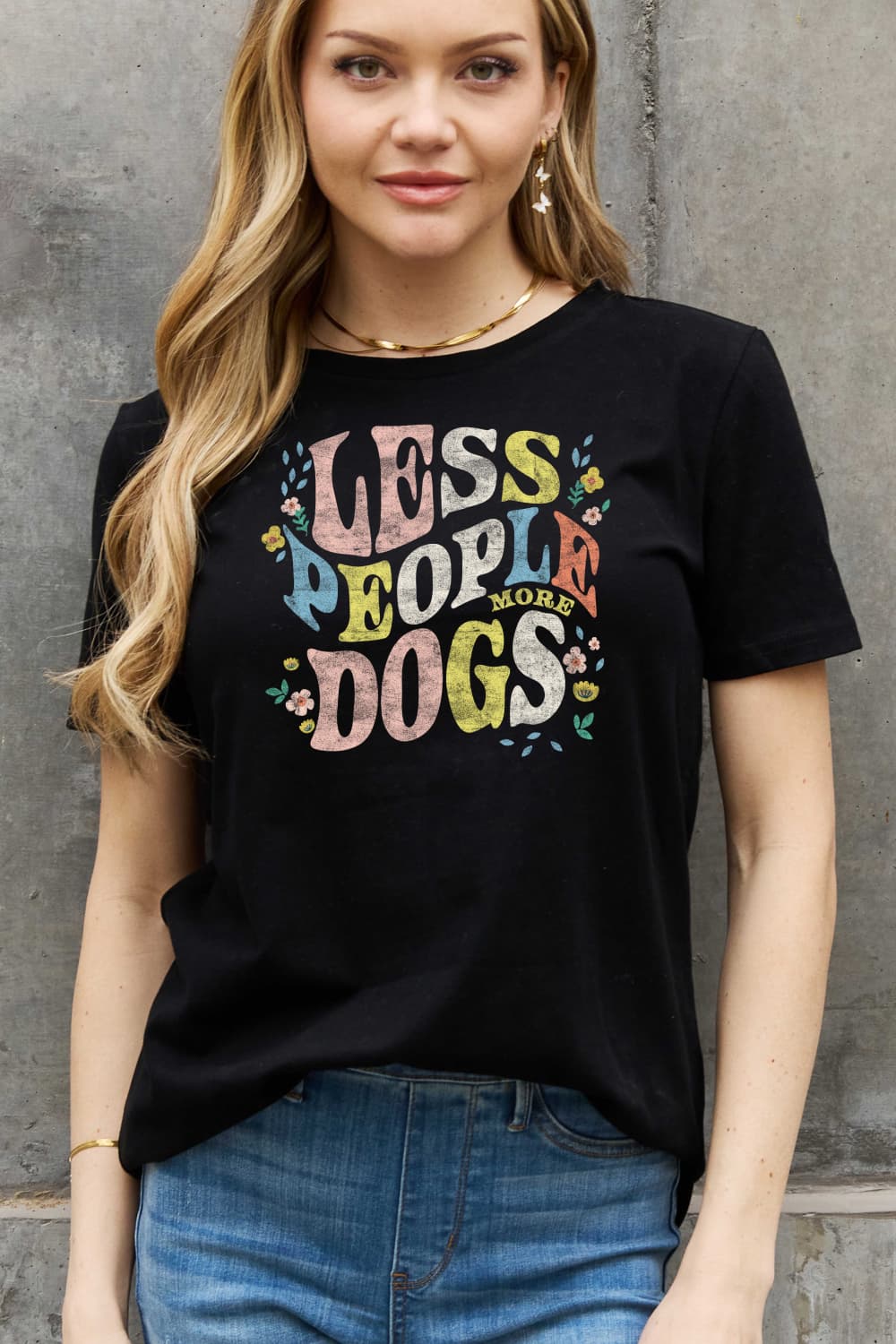 Simply Love Full Size LESS PEOPLE MORE DOGS Graphic Cotton T-Shirt - AllIn Computer