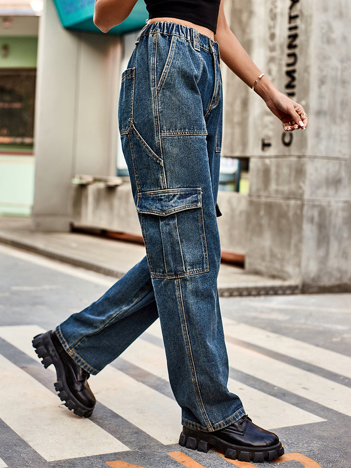 Straight Leg Cargo Jeans - AllIn Computer