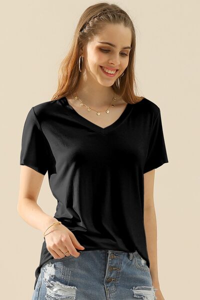 Ninexis Full Size V-Neck Short Sleeve T-Shirt - AllIn Computer