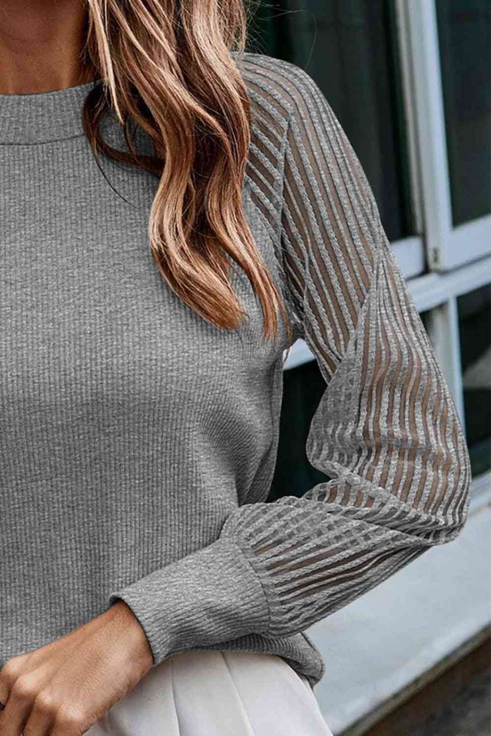 Round Neck Raglan Sleeve Knit Top - AllIn Computer