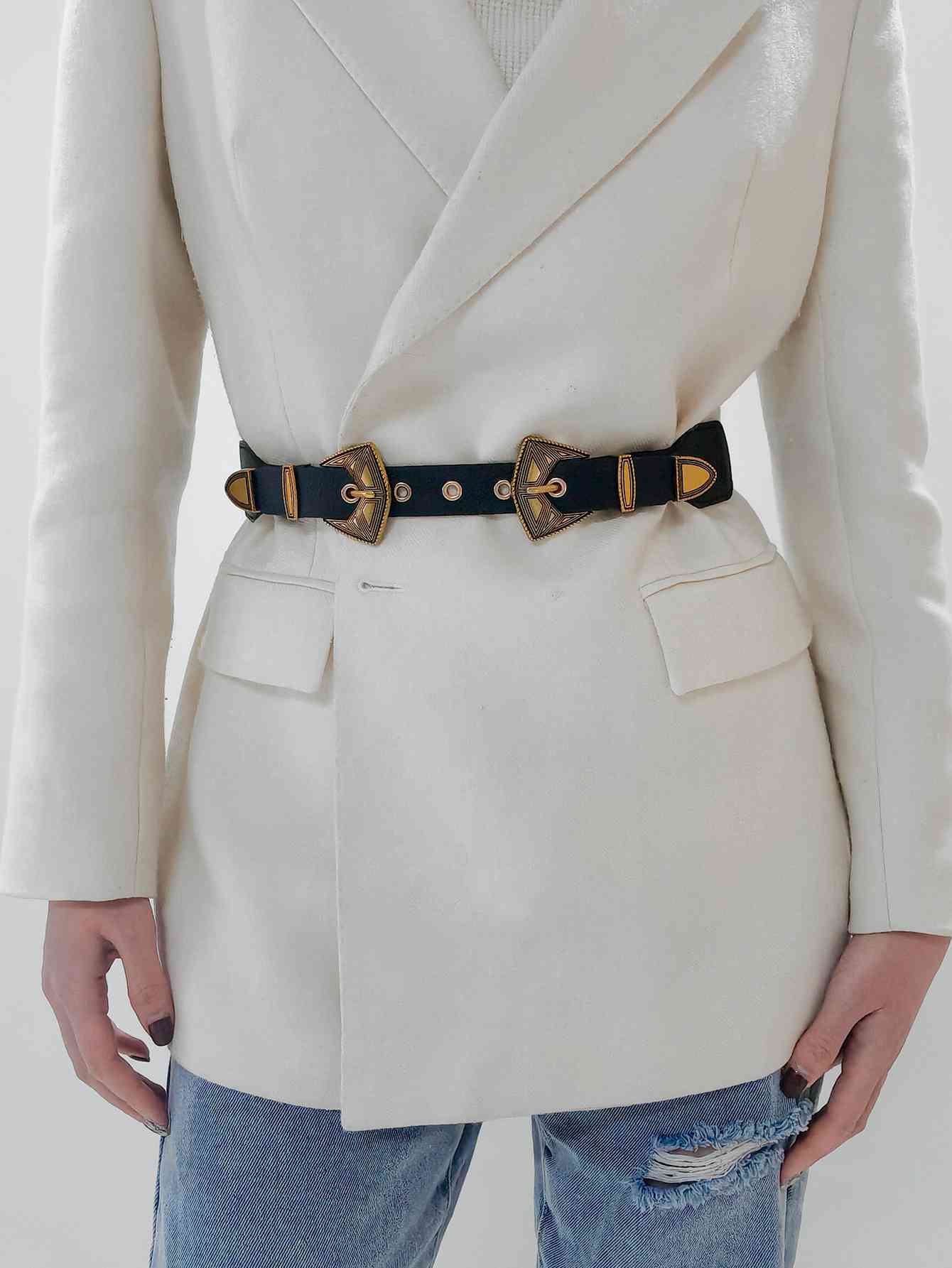 Double Buckle PU Leather Belt - AllIn Computer