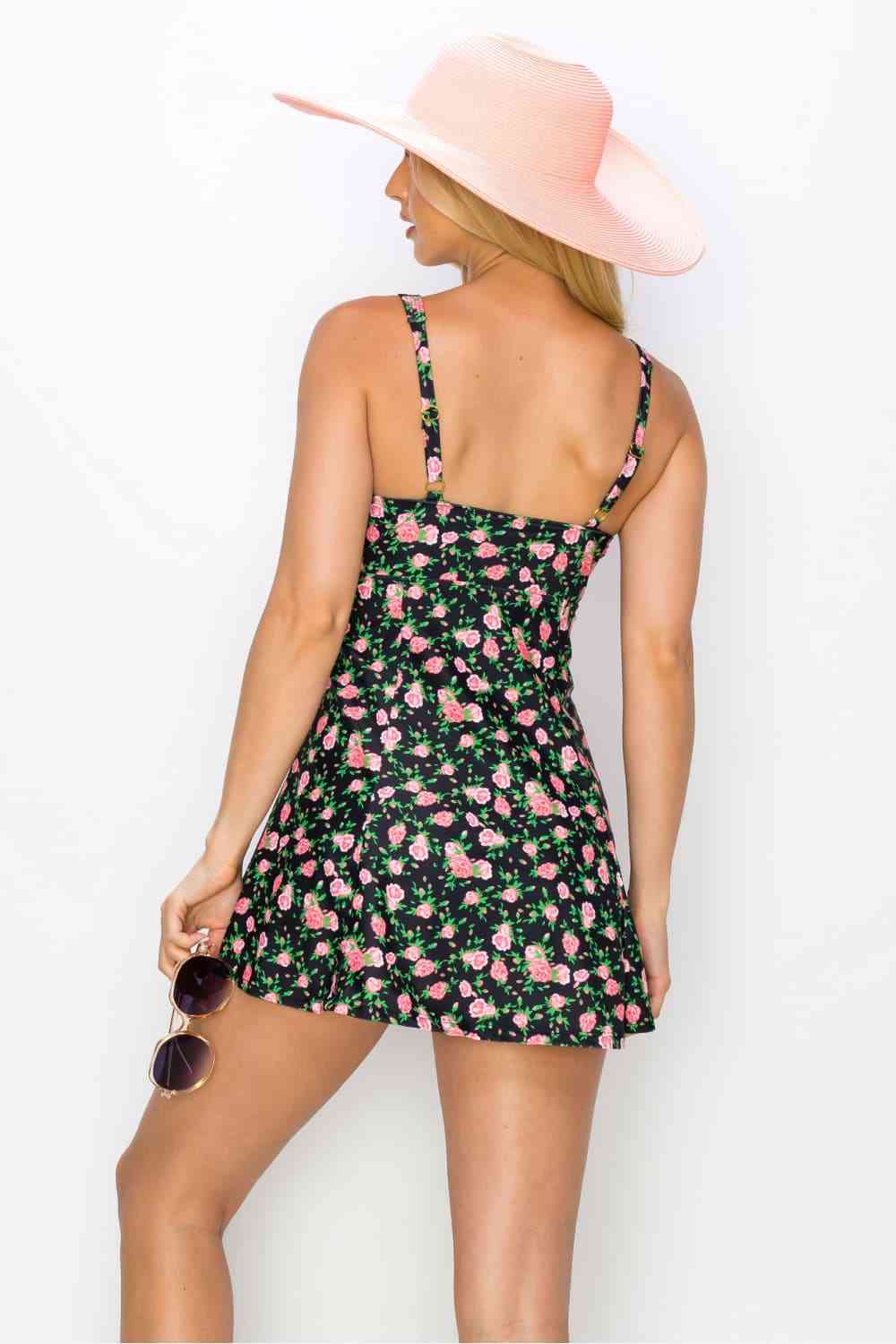 Marina West Swim Full Size Clear Waters Swim Dress in Black Roses - AllIn Computer