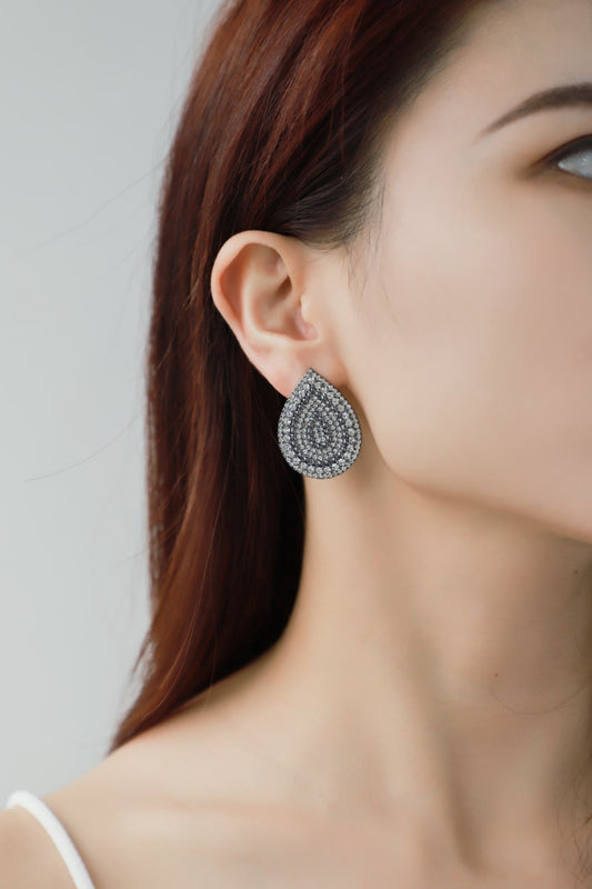 Wonderful Life Inlaid Cubic Zirconia Teardrop Stud Earrings - AllIn Computer