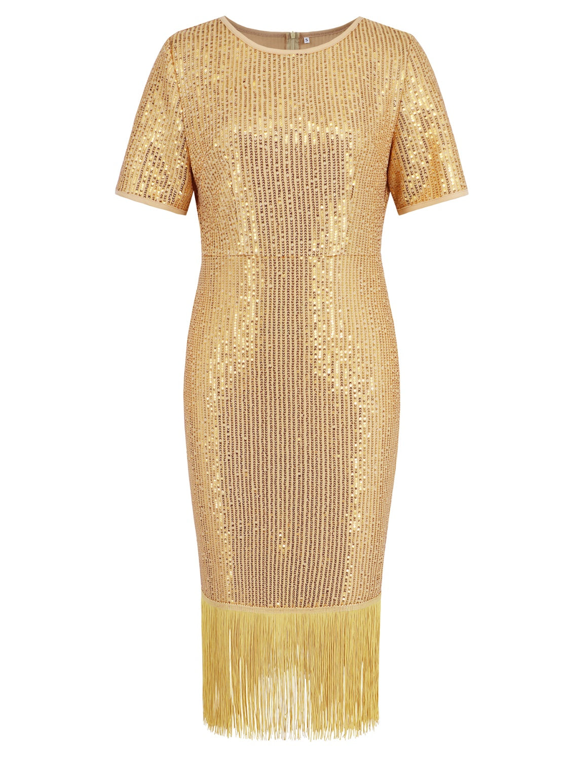 Tassel Sequin Short Sleeve Dress - AllIn Computer