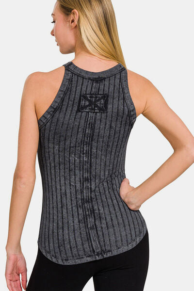 Zenana Ribbed Grecian Neck Tank - AllIn Computer