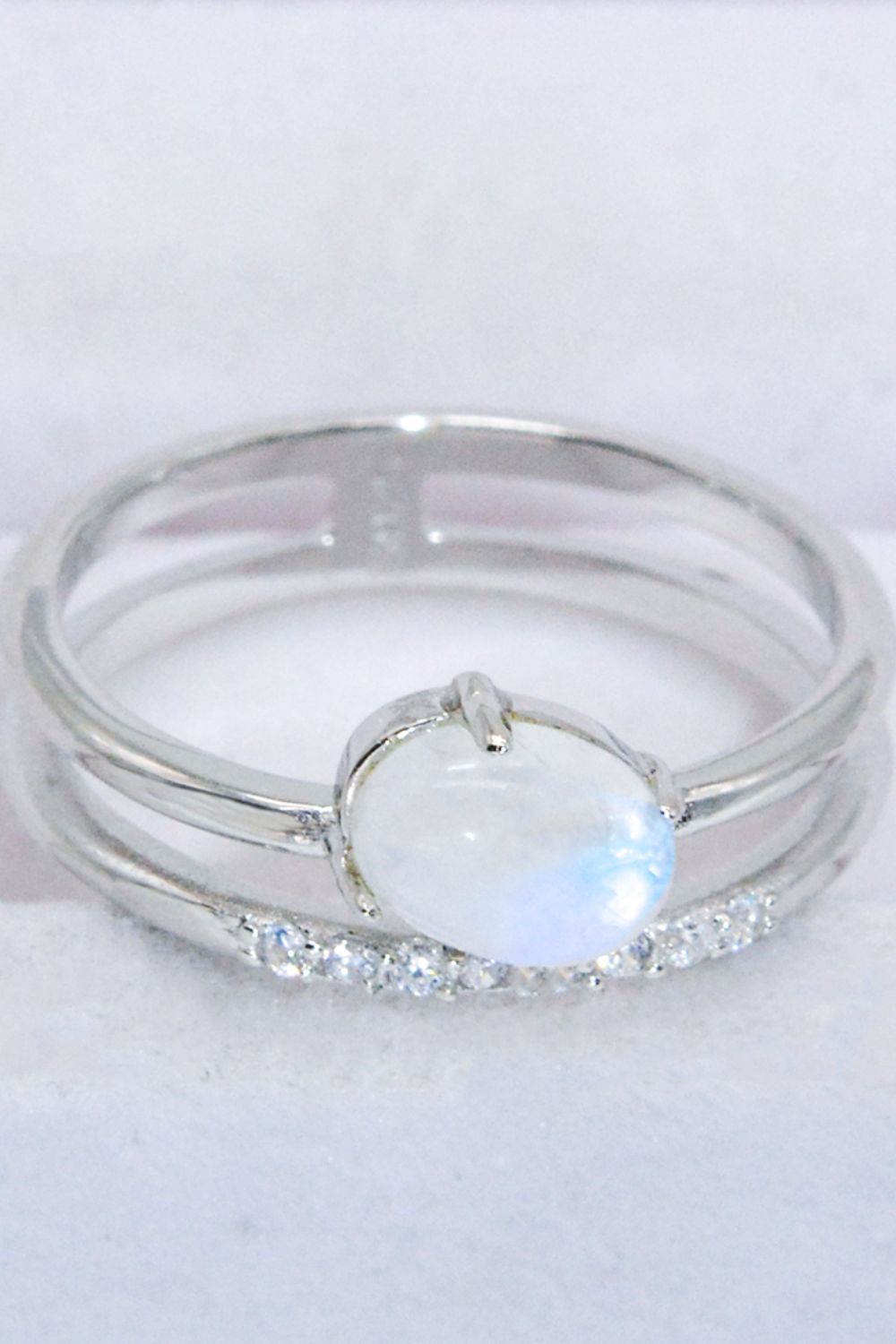 Natural Moonstone and Zircon Double-Layered Ring - AllIn Computer