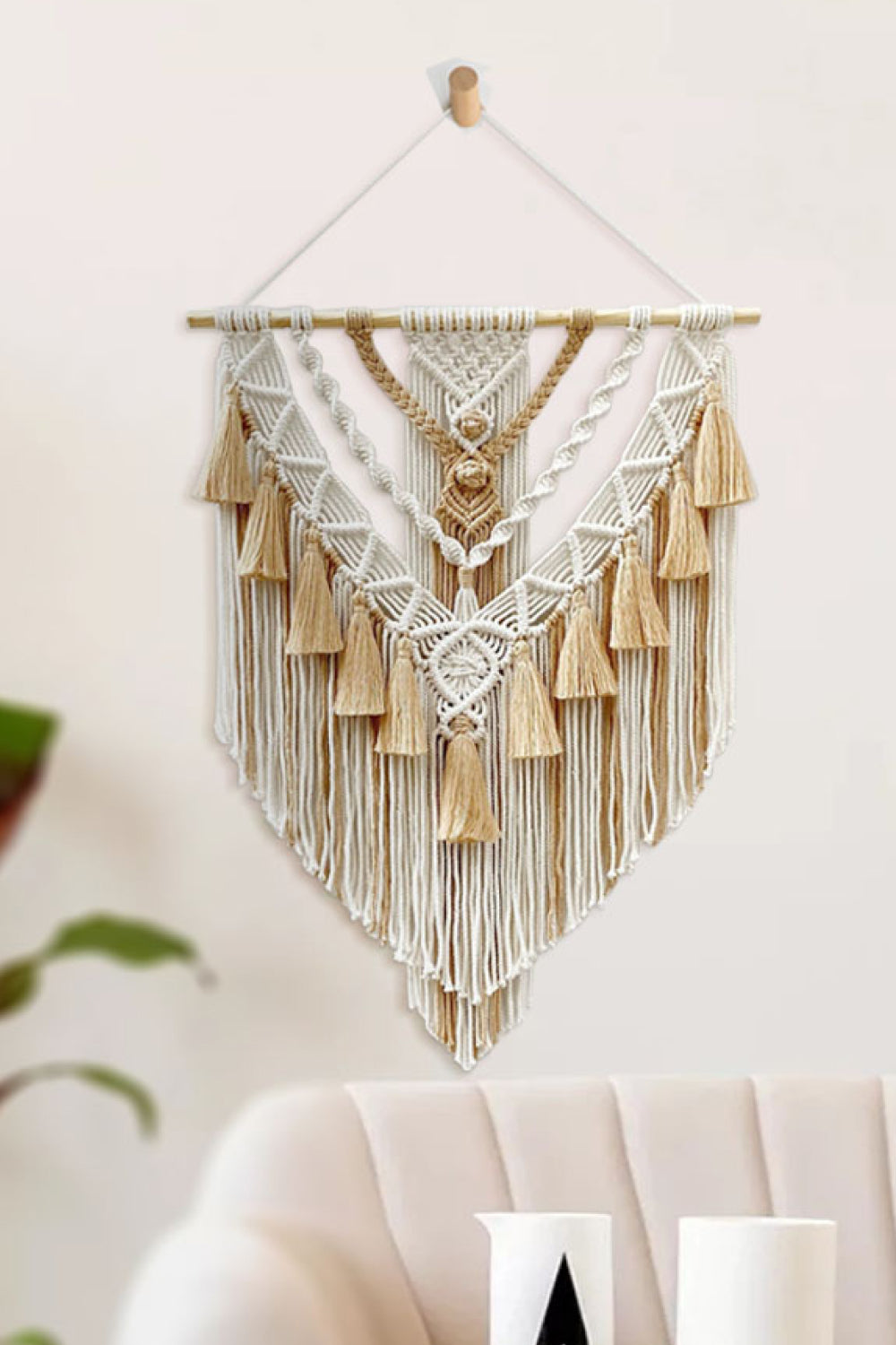 Two-Tone Macrame Hanging Wall Piece - AllIn Computer