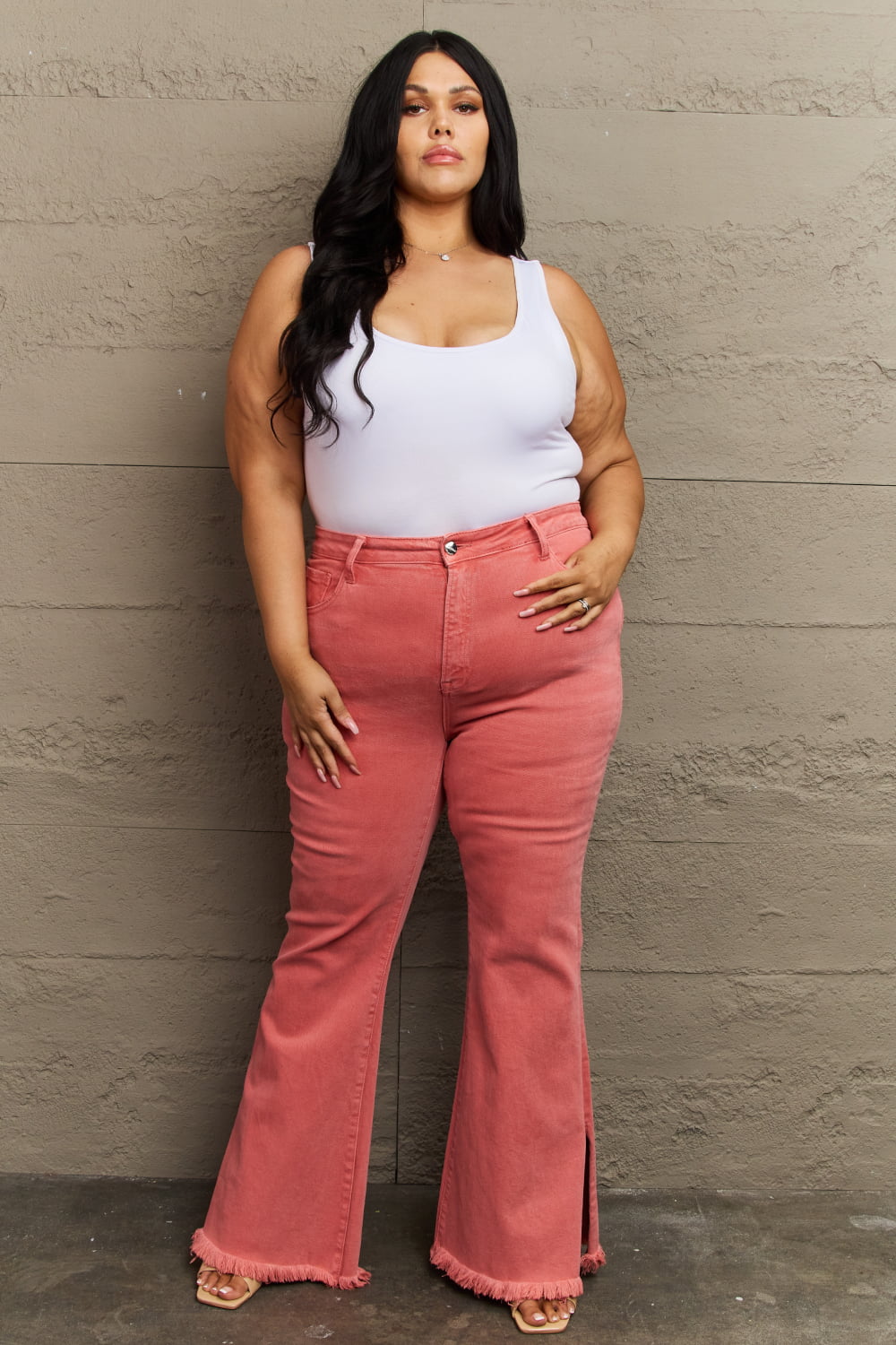 RISEN Bailey Full Size High Waist Side Slit Flare Jeans - AllIn Computer