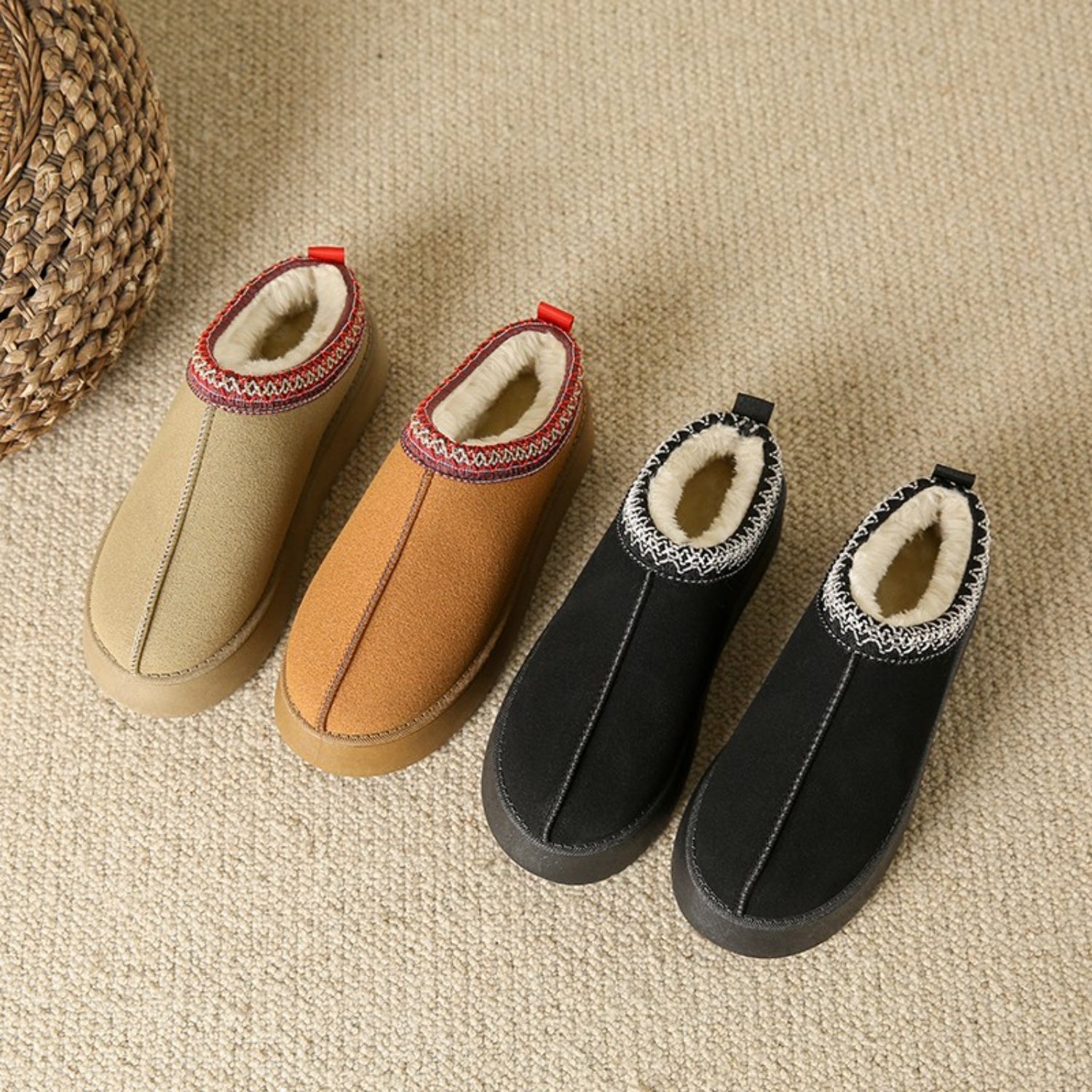 Faux Fur Center-Seam Slippers - AllIn Computer