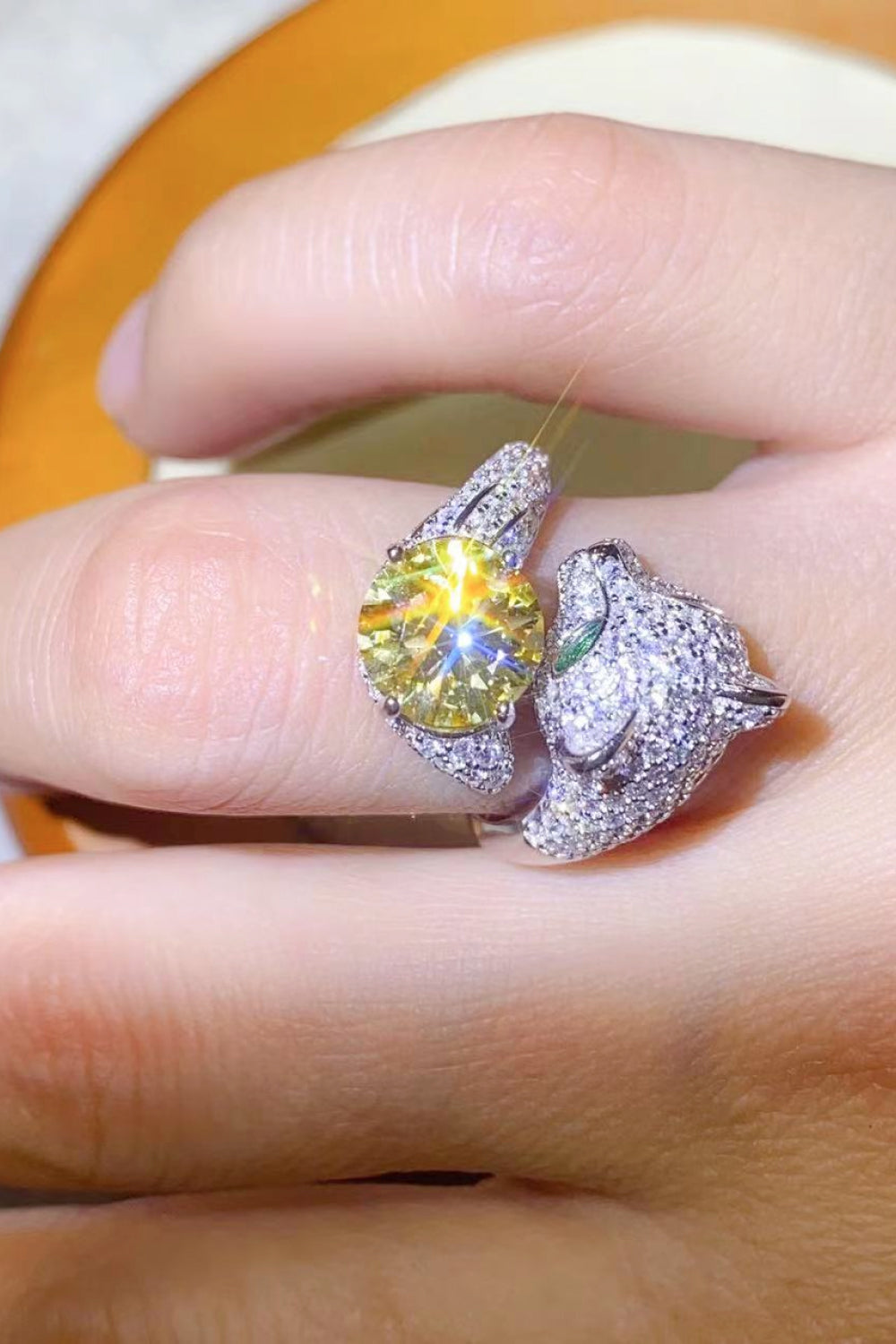 2 Carat Yellow Moissanite Animal Bypass Ring - AllIn Computer