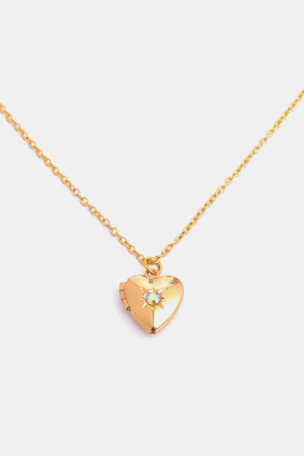 Zircon Heart Shape 14K Gold-Plated Pendant Necklace - AllIn Computer