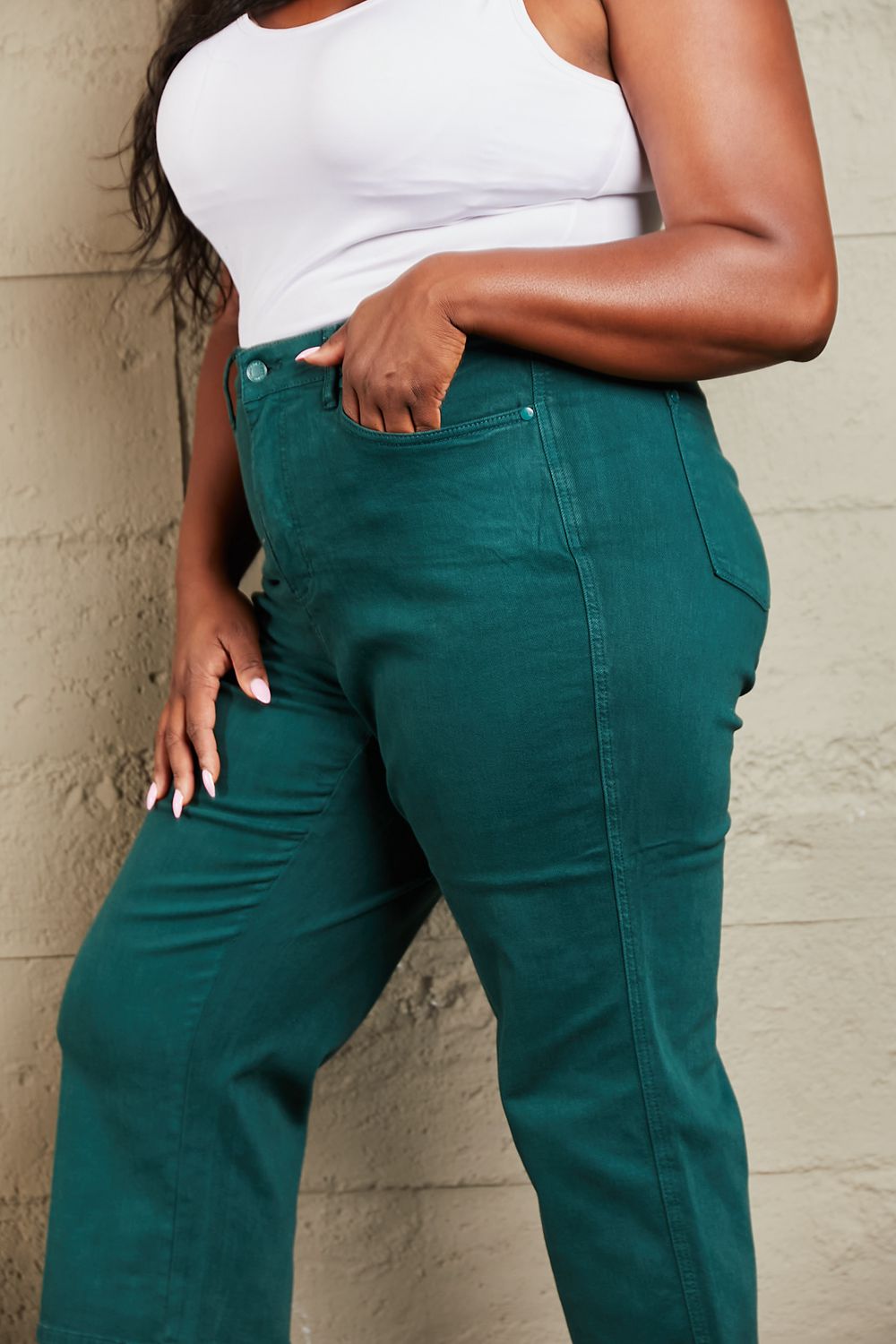 Judy Blue Hailey Full Size Tummy Control High Waisted Cropped Wide Leg Jeans - AllIn Computer