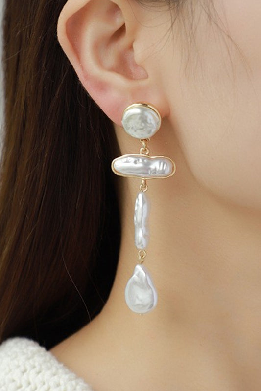 Pearl Zinc Alloy Dangle Earrings - AllIn Computer