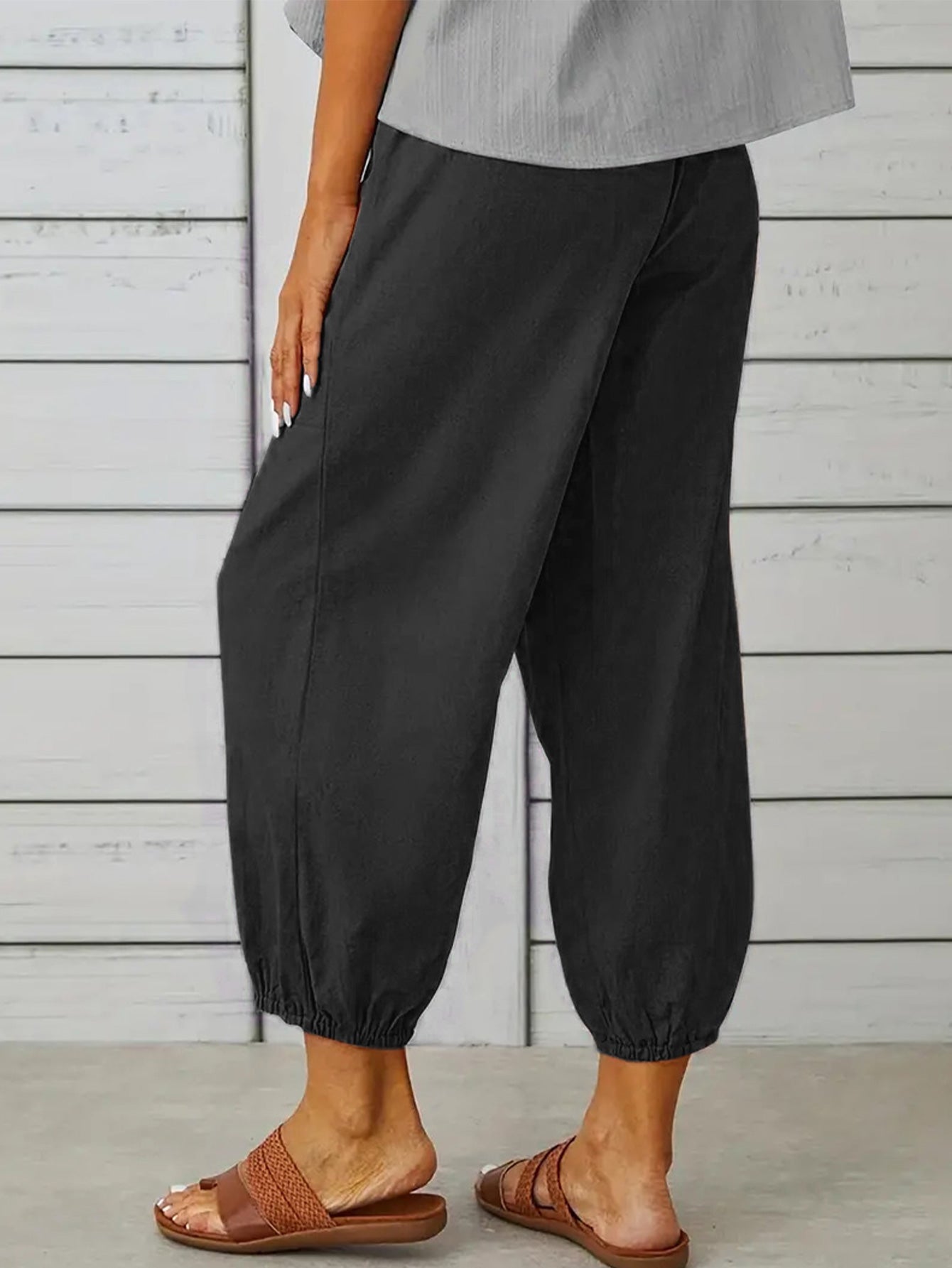 Decorative Button Cropped Pants - AllIn Computer