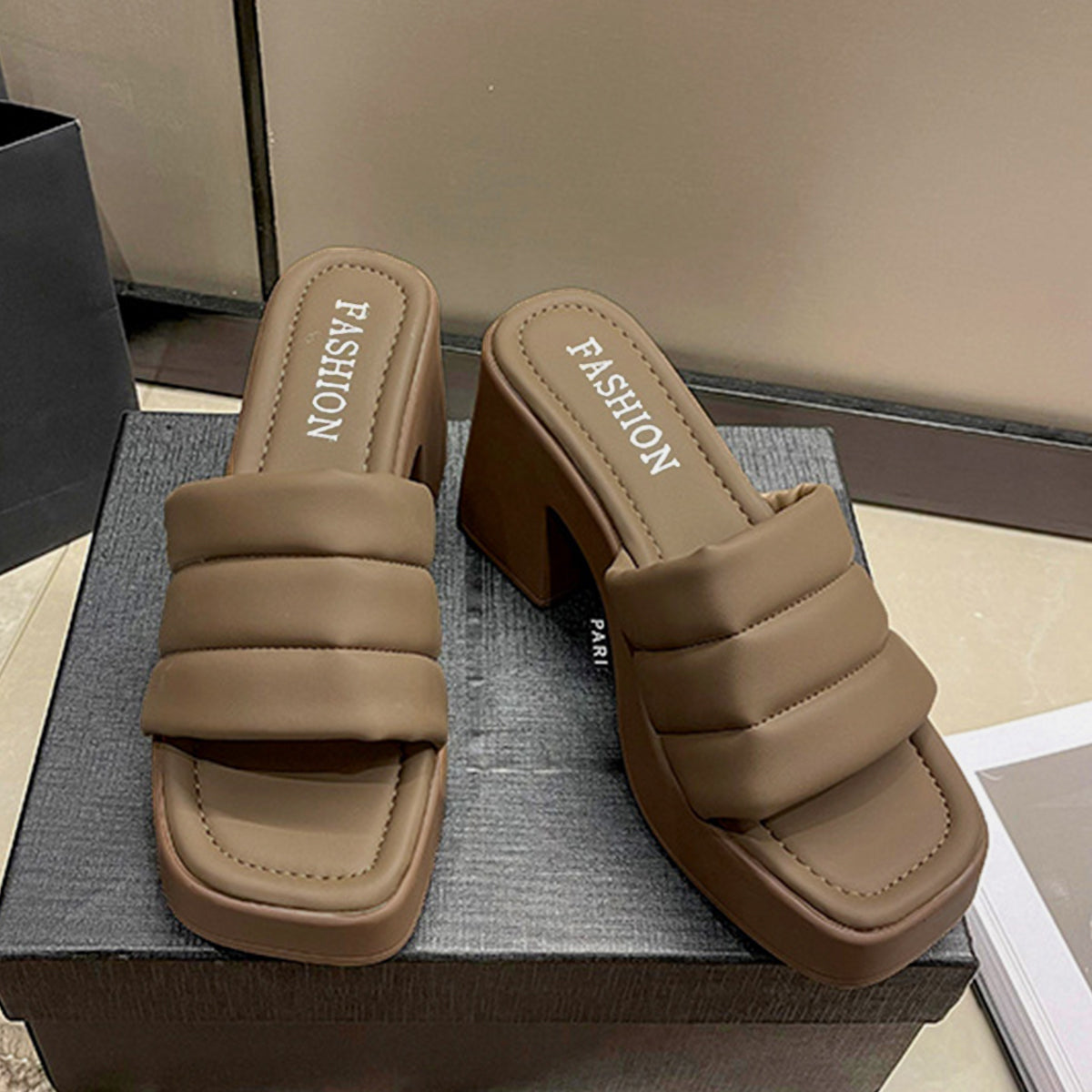 Open Toe Block Heel Sandals - AllIn Computer