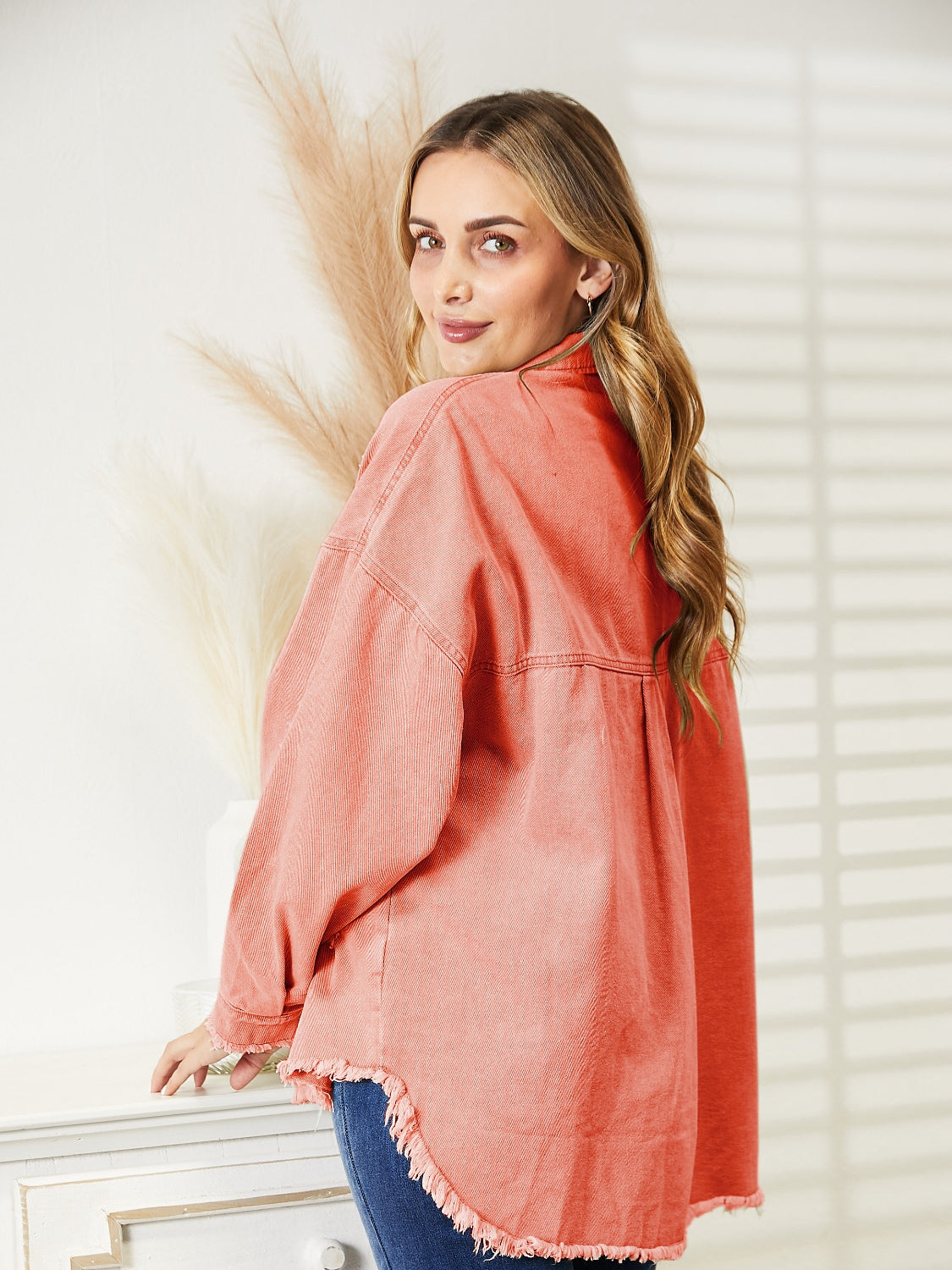 Distressed Raw Hem Denim Jacket - AllIn Computer