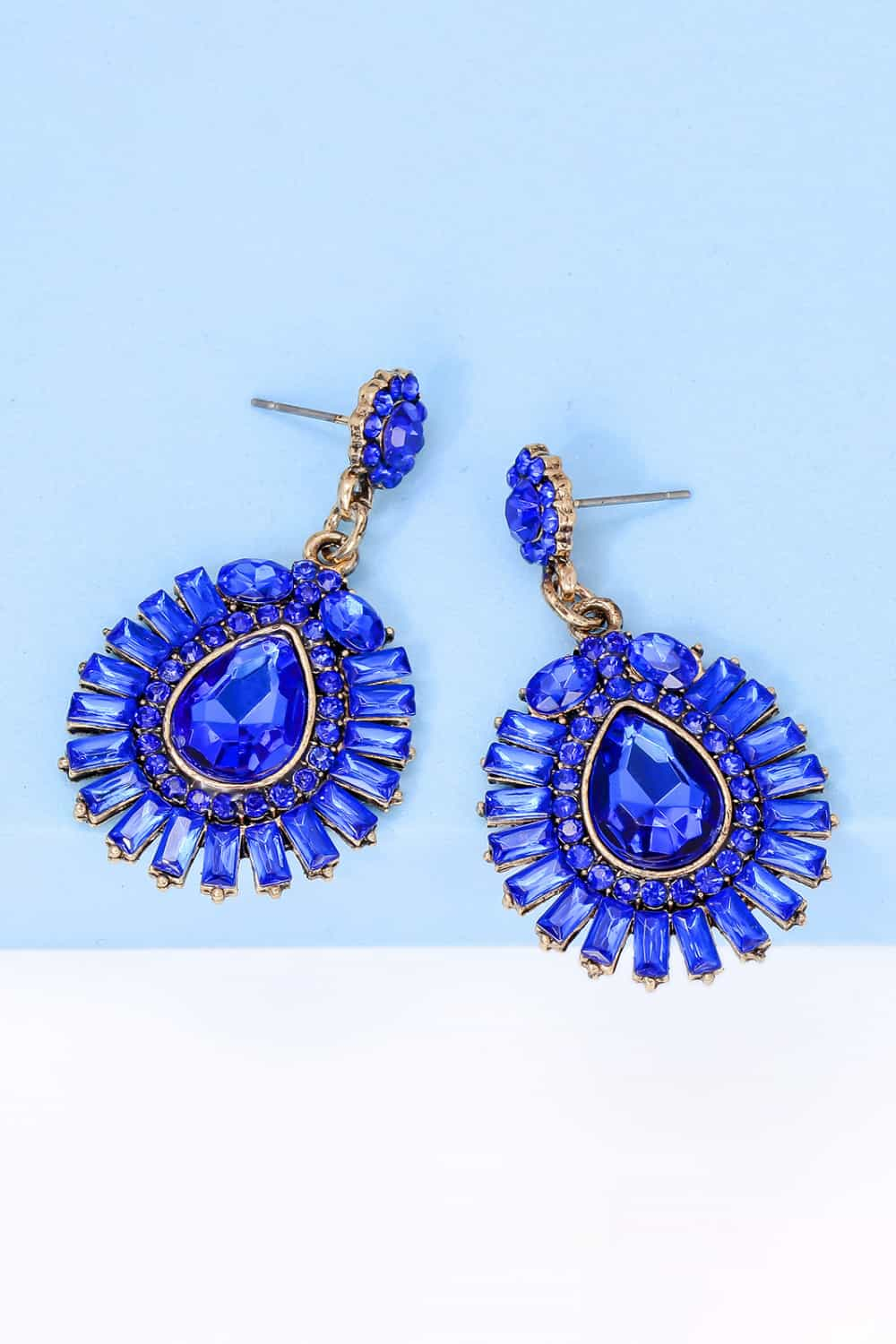 Teardrop Shape Glass Stone Dangle Earrings - AllIn Computer