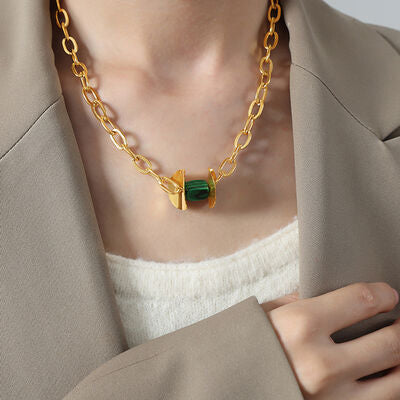 Natural Stone Pendant Titanium Steel Necklace - AllIn Computer