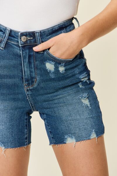 Judy Blue Full Size Tummy Control High Waist Denim Shorts - AllIn Computer