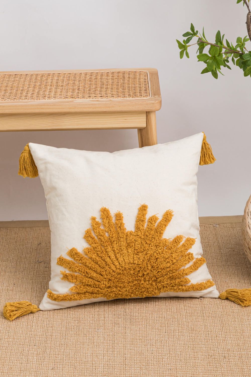 Sun Graphic Tassel Decorative Throw Pillow Case - AllIn Computer