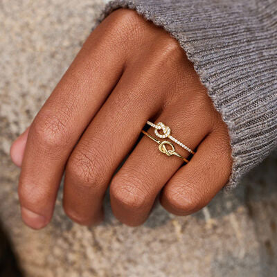 925 Sterling Silver Double-Layered Knot Ring - AllIn Computer