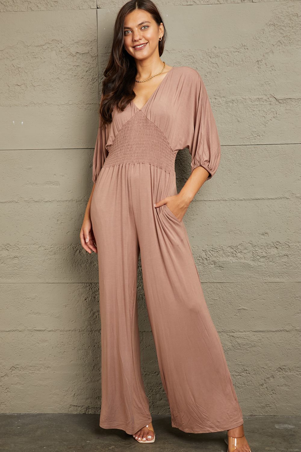Culture Code Full Size Smocking Waist Jumpsuit - AllIn Computer