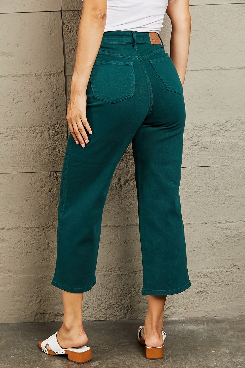 Judy Blue Hailey Full Size Tummy Control High Waisted Cropped Wide Leg Jeans - AllIn Computer