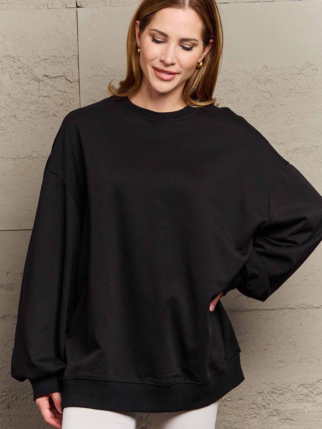 Simply Love Full Size Dropped Shoulder Sweatshirt - AllIn Computer