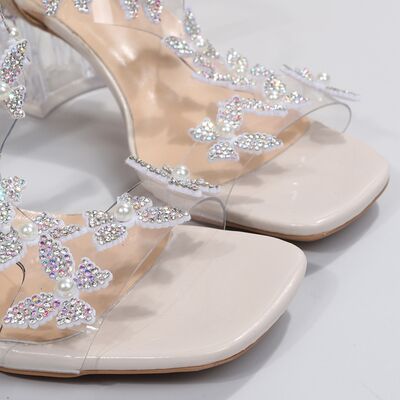Butterfly Detail Open Toe Mid Heel Sandals - AllIn Computer