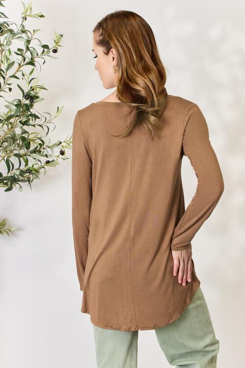 Zenana Full Size Long Sleeve V-Neck Top - AllIn Computer