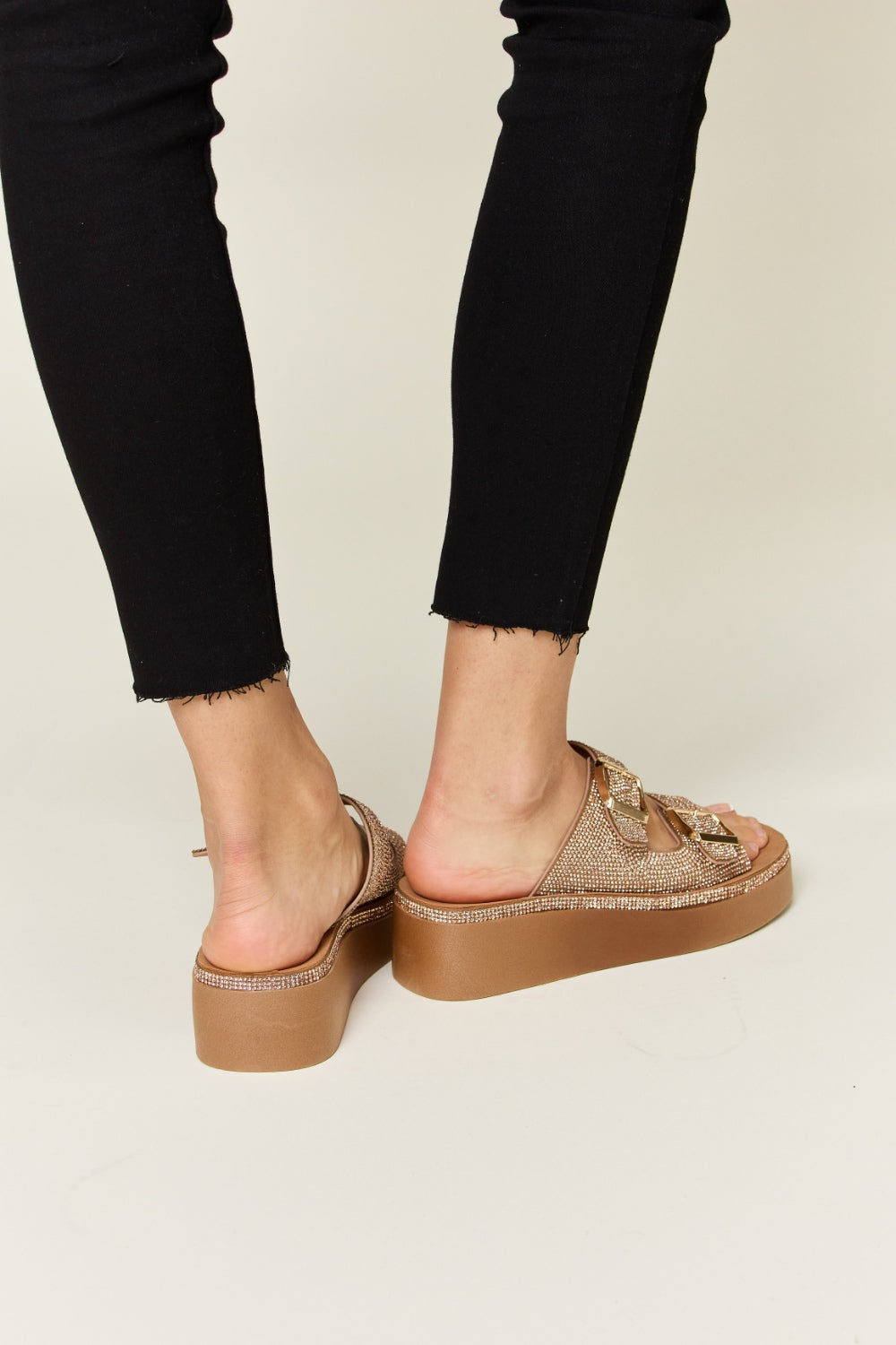 Forever Link Rhinestone Buckled Wedge Sandals - AllIn Computer