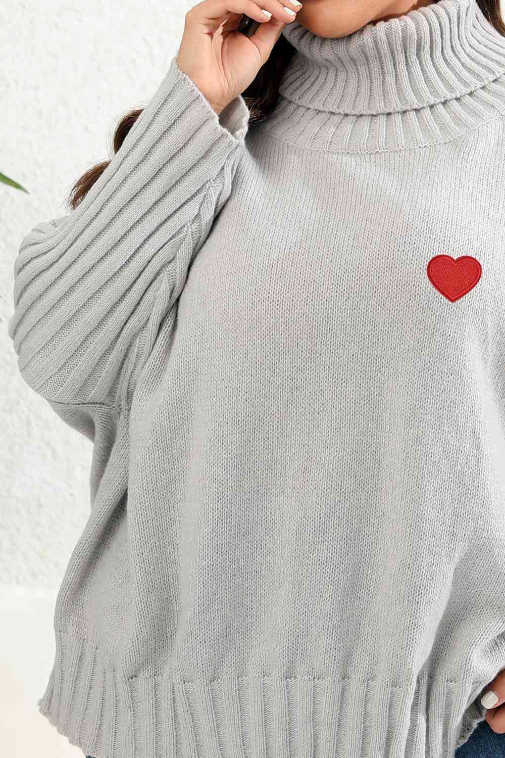 Plus Size Turtle Neck Long Sleeve Sweater - AllIn Computer