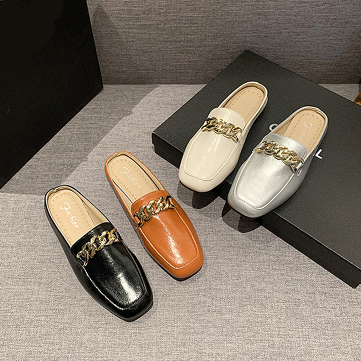 PU Leather Square Toe Flat Loafers - AllIn Computer