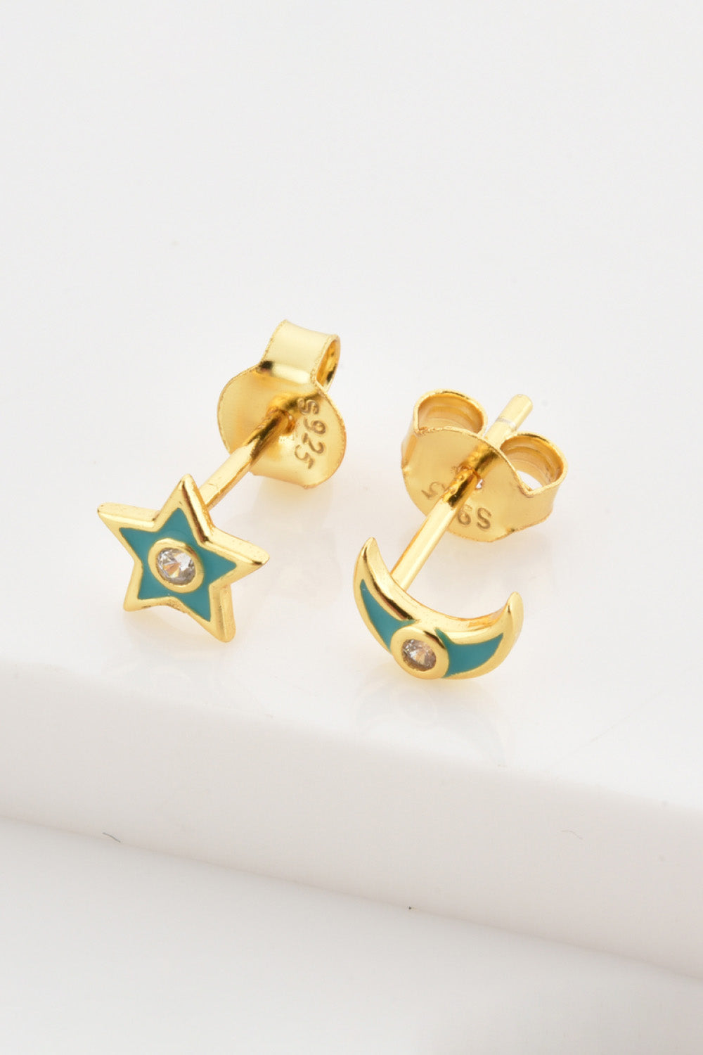 Star and Moon Zircon Mismatched Earrings - AllIn Computer