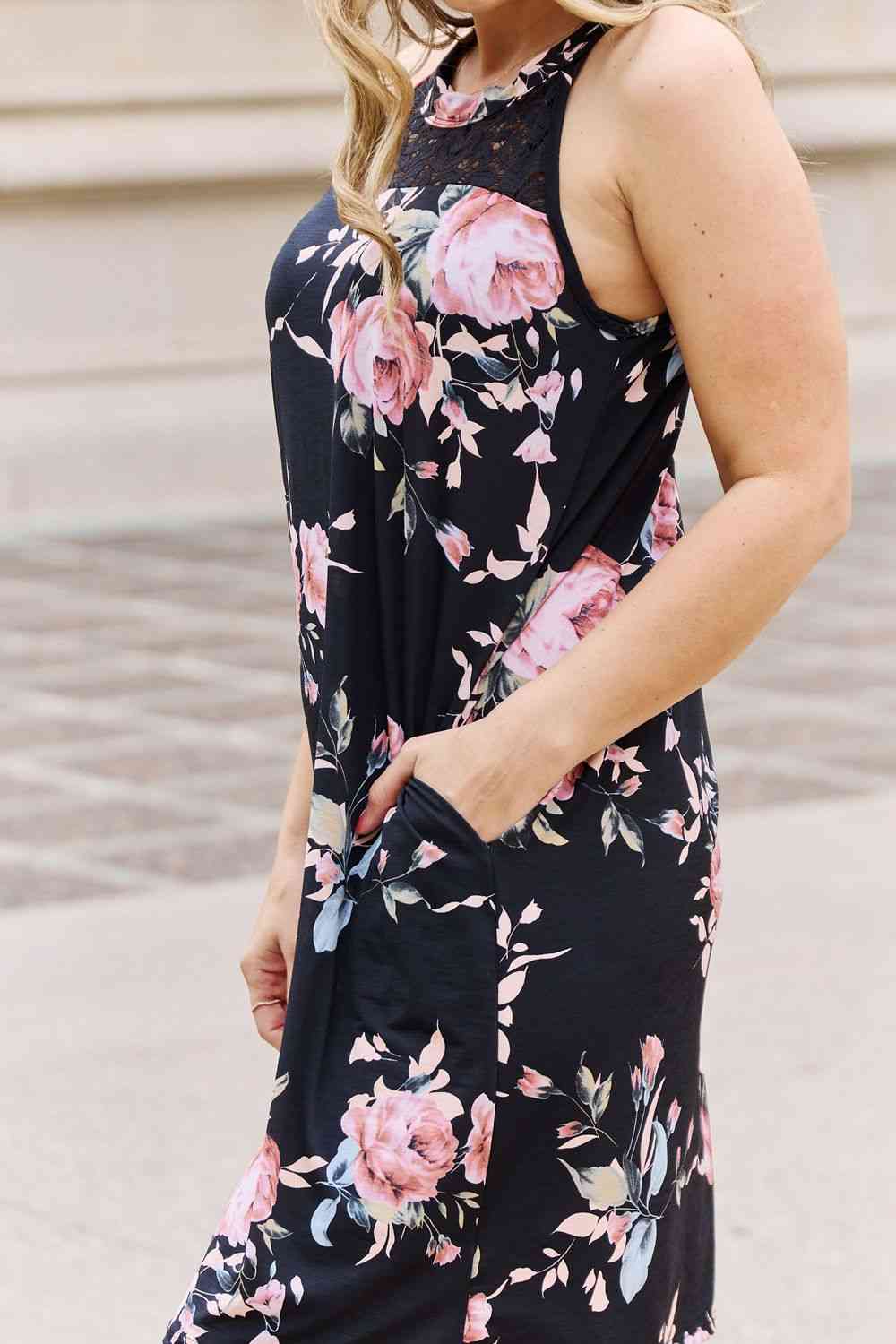 Heimish On A Journey Full Size Floral Lace Detail Sleeveless Dress - AllIn Computer