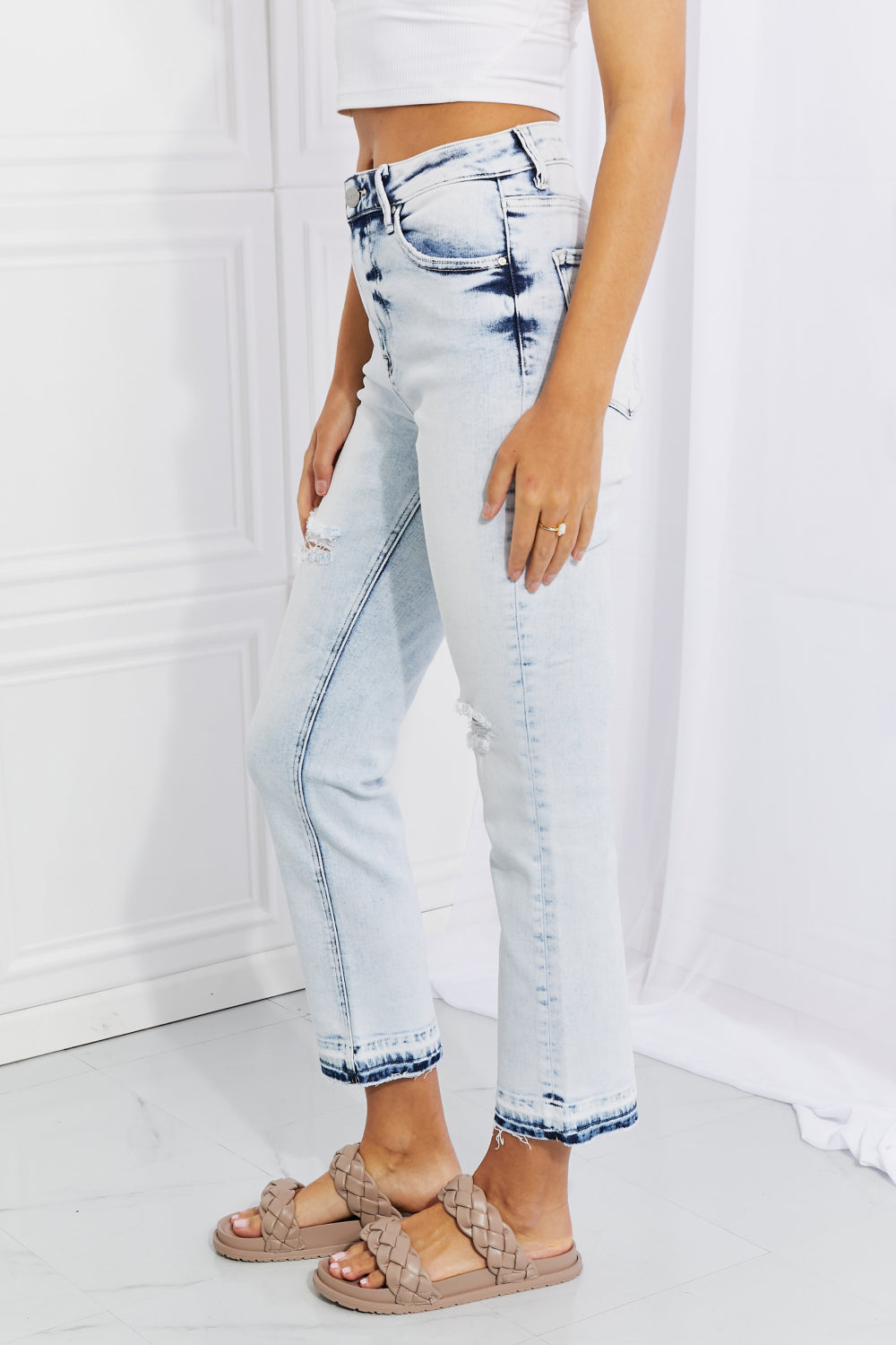 RISEN Full Size Camille Acid Wash Crop Straight Jeans - AllIn Computer