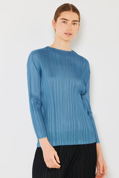 Marina West Swim Pleated Long Sleeve Boatneck Top - AllIn Computer